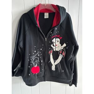 Disney Store Woman's XL Black/Red Snow White/Red Apple Princess Zip Up Hoodie #D